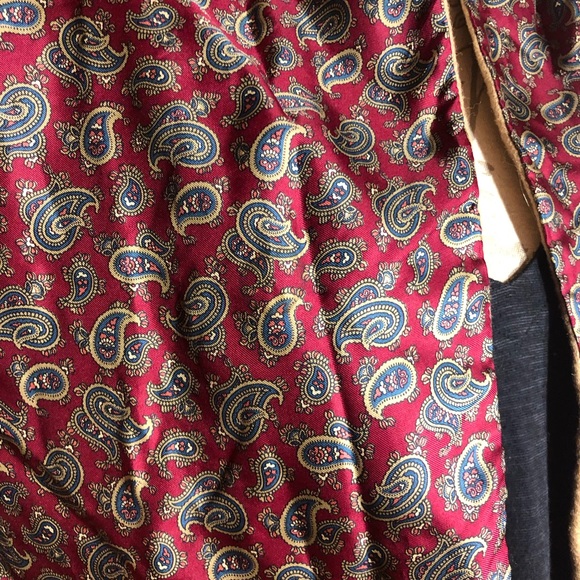 VINTSGE CHRISTIAN DIOR RED PAISLEY/TAN FABRIC LONG SCARF - Picture 6 of 16